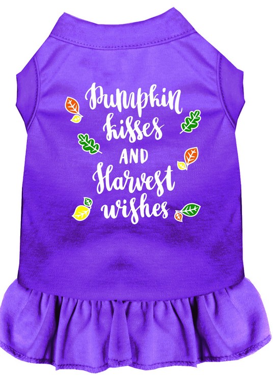 Pumpkin Kisses Screen Print Dog Dress Purple Med